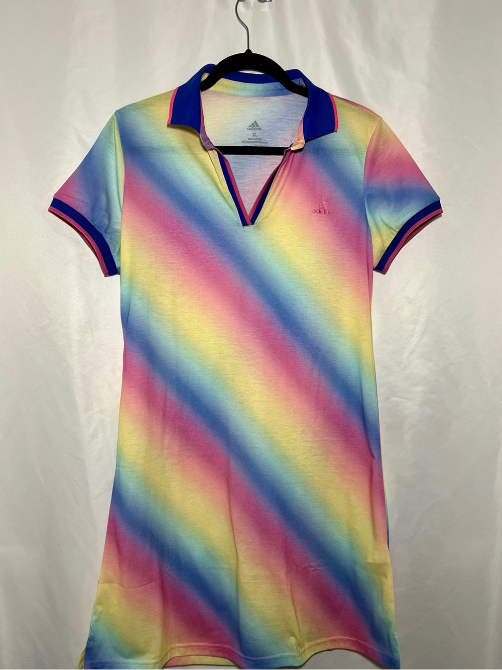 Adidas Pastel Rainbow Gradient Polo Tennis Golf Dress XL